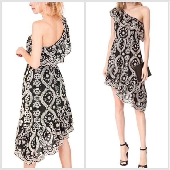 LoveShackFancy Pamela Party Dress Off The Shoulder Black Sz L NWT - Picture 1 of 16